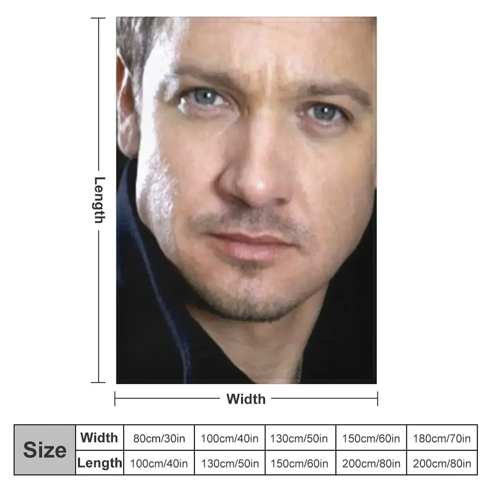Jeremy Renner Throw Blanket Personalized Gift Cute Weighted Single Custom Beach Blankets
