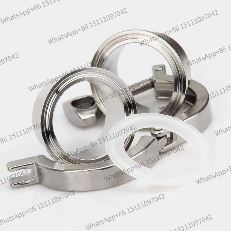 1 Set 1.5''--6-1/4'' Sanitary Flange Pipe Weld Ferrule + Tri Clamp + PTFE or Silicone Gasket Stainless Steel SUS SS 304 triclamp