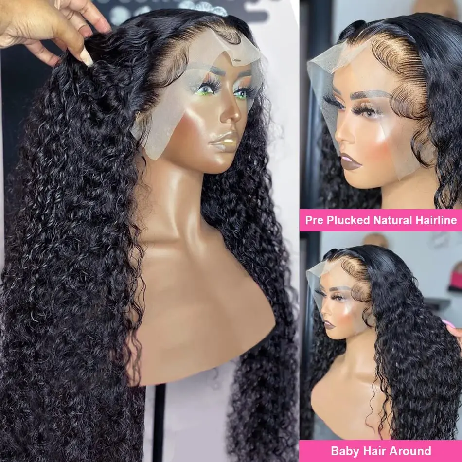 Peruka z włosów naturalnych Deep Wave 13x6 Lace Front, 30-40 cali, brazylijskie głębokie loki, peruka z koronką HD 13x4, peruki kręcone dla kobiet