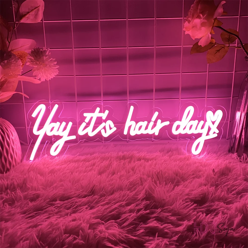 Imagem -01 - Led Neon Sign Art Wall Hanging Yay é Luzes do Dia do Cabelo Decoração de Casa Sinais de Decoração da Loja Yay led neon sign art wall hanging yay e luzes do dia do cabelo decoracao de casa sinais de decoracao da loja yay 01