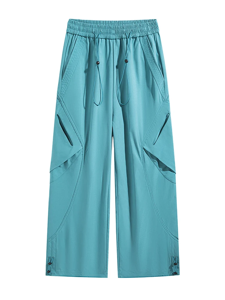 

Американские брюки-карго с высокой талией, свободного прямого кроя, унисекс, весна-осень, новинка 2025 года, с манжетами, из полиэфирного волокна