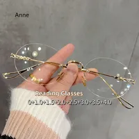 Vintage Round Rimless Reading Glasses Women Men Anti-blue Magnifier Luxury Design Gold Silver Eyewear Presbyopia gafas