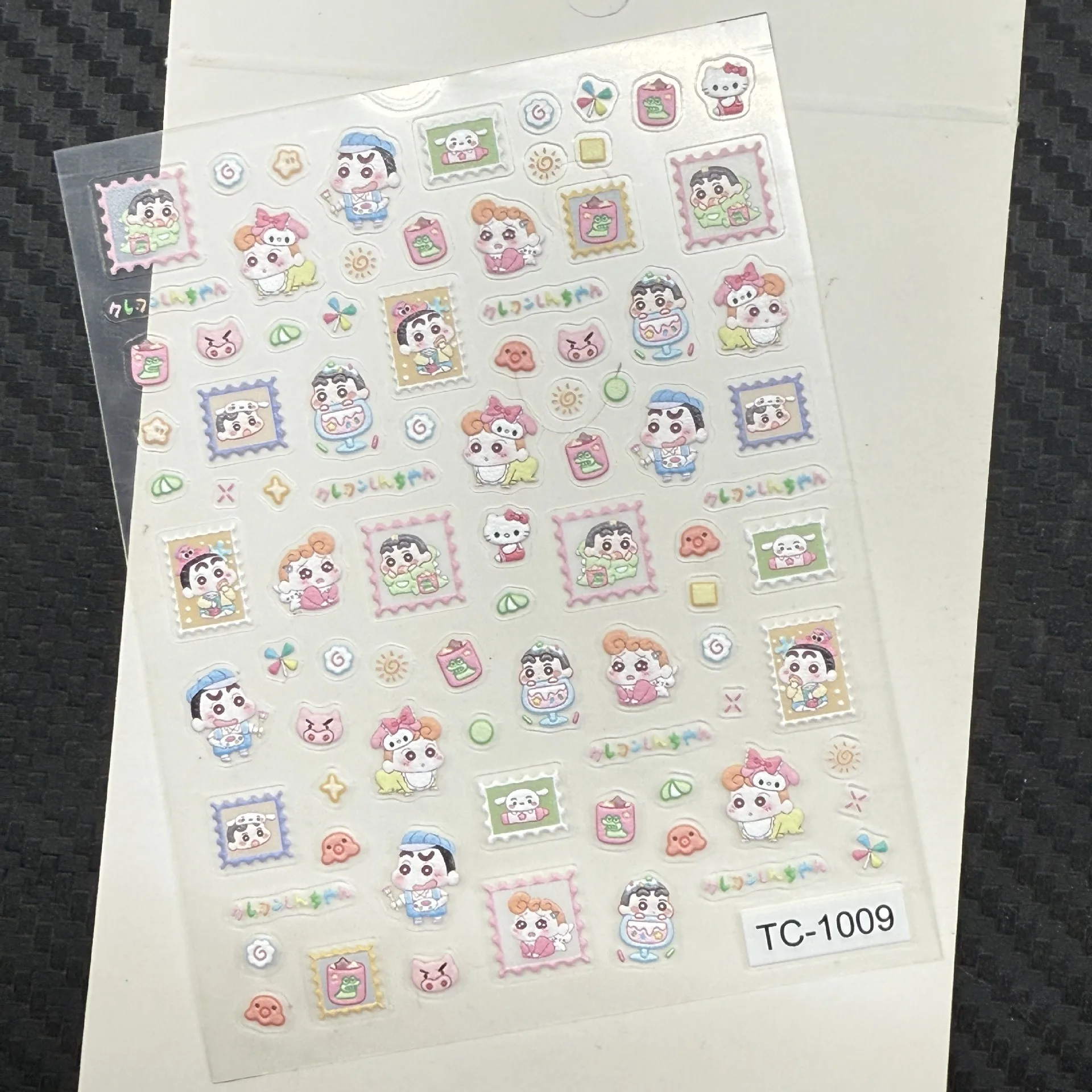 1PCS Japanese Style Crayon Shin-chan Nail Stickers Embossed Fashion Design Nail Accessories Cute Cartoon Character Nail Parts