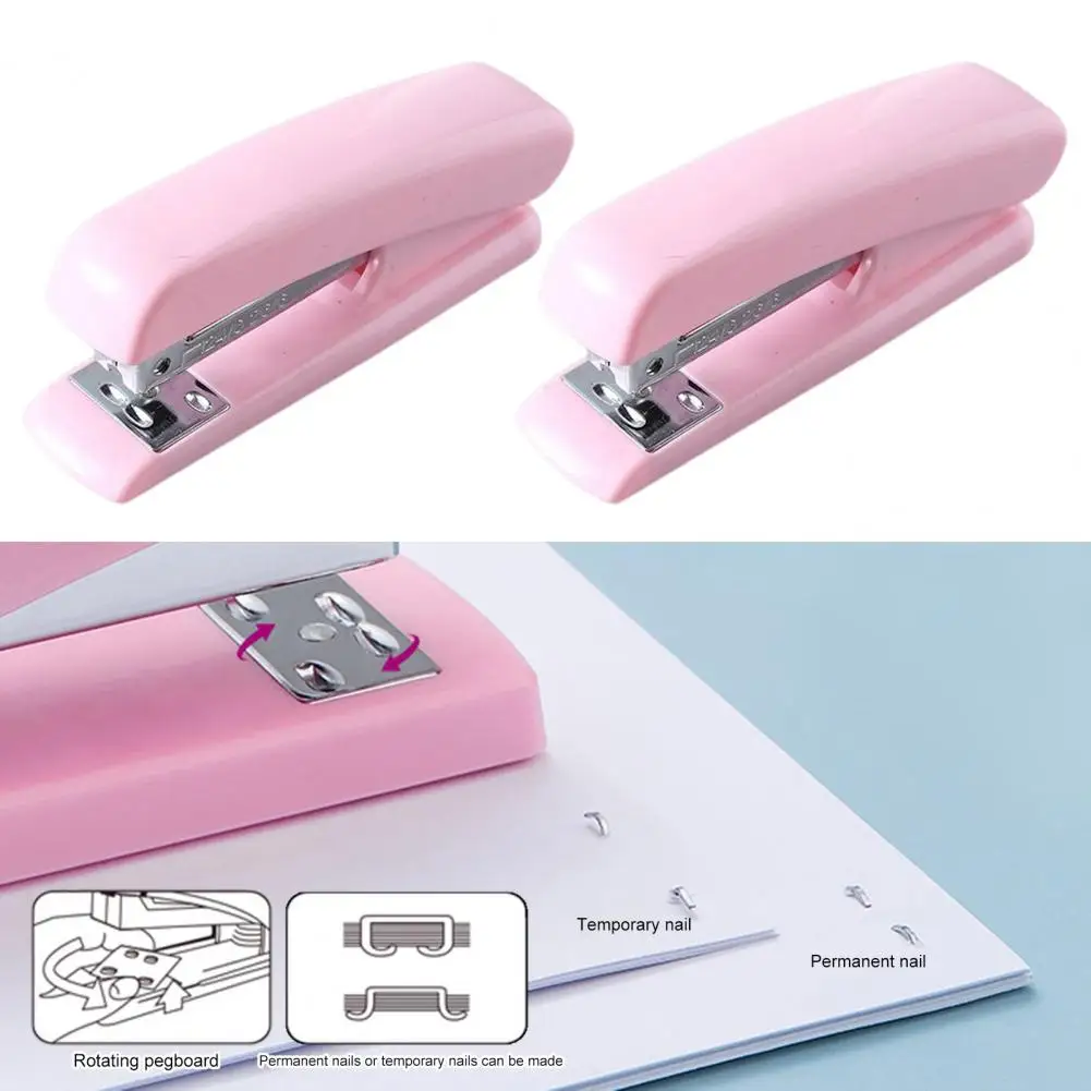 Small Stapler Anti-slip Efficient Labor-saving Macaron Color Student Stapling Tool Office Supplies