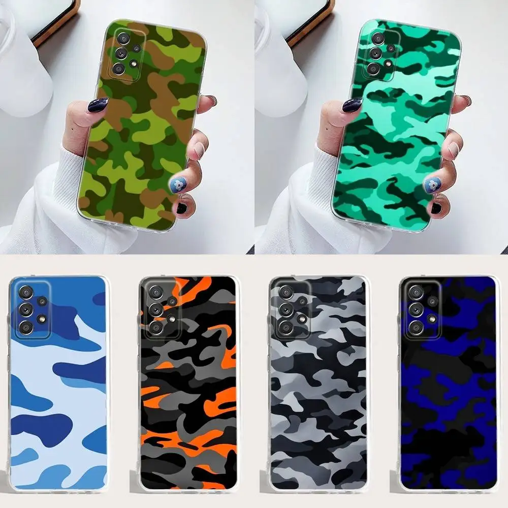 

Fashion Camouflage Phone Case Silicone For Samsung S30,23,21,22,20 FE lite,S10,9,PIus Note20ultra Soft Transparent