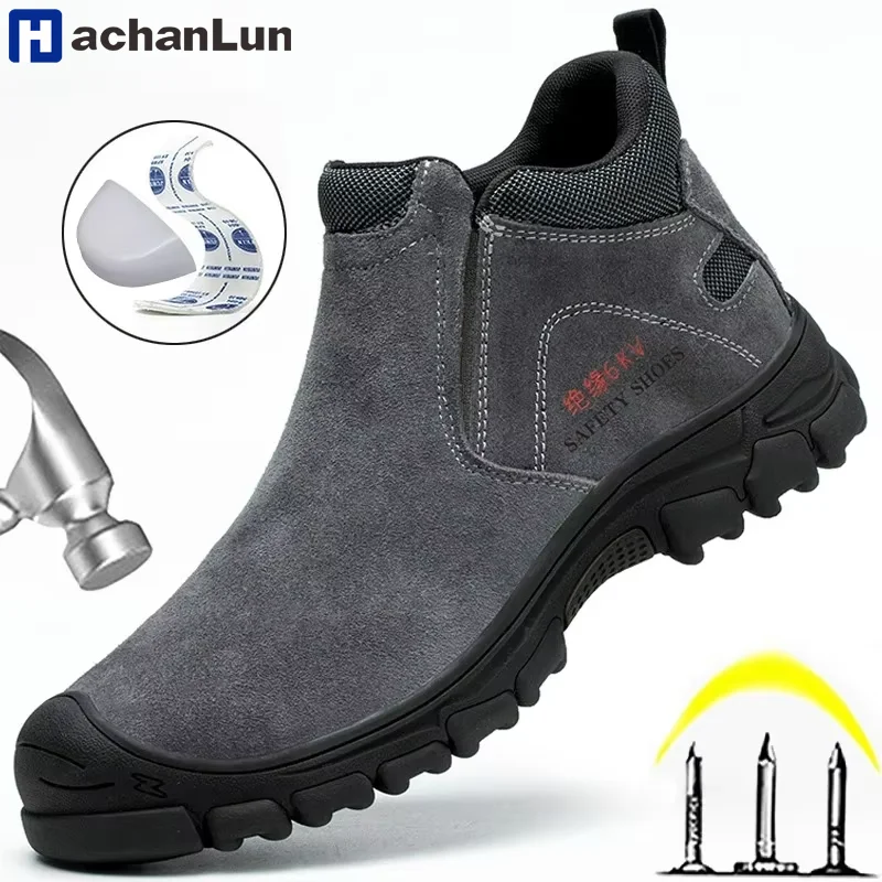 hachanlun-絶縁男性ワークブーツ耐パンク安全靴鋼つま先溶接機保護靴不滅の靴