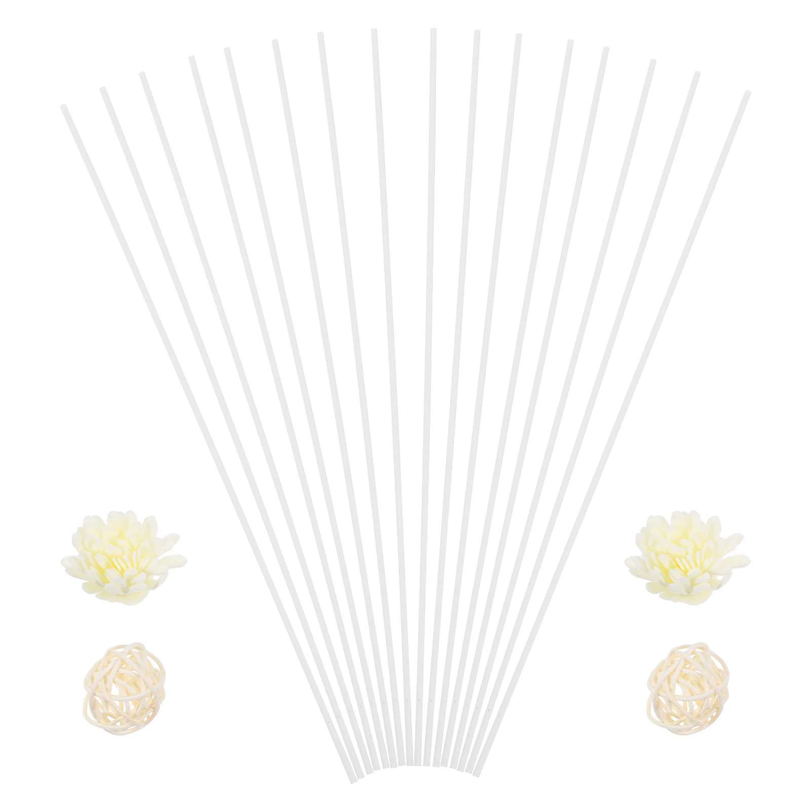 

1 set 1 Set Flower Rattan Diffuser Sticks Pe Flowers Rattan Balls Natural Aroma Reed For Home Office Living Room Long Lasting