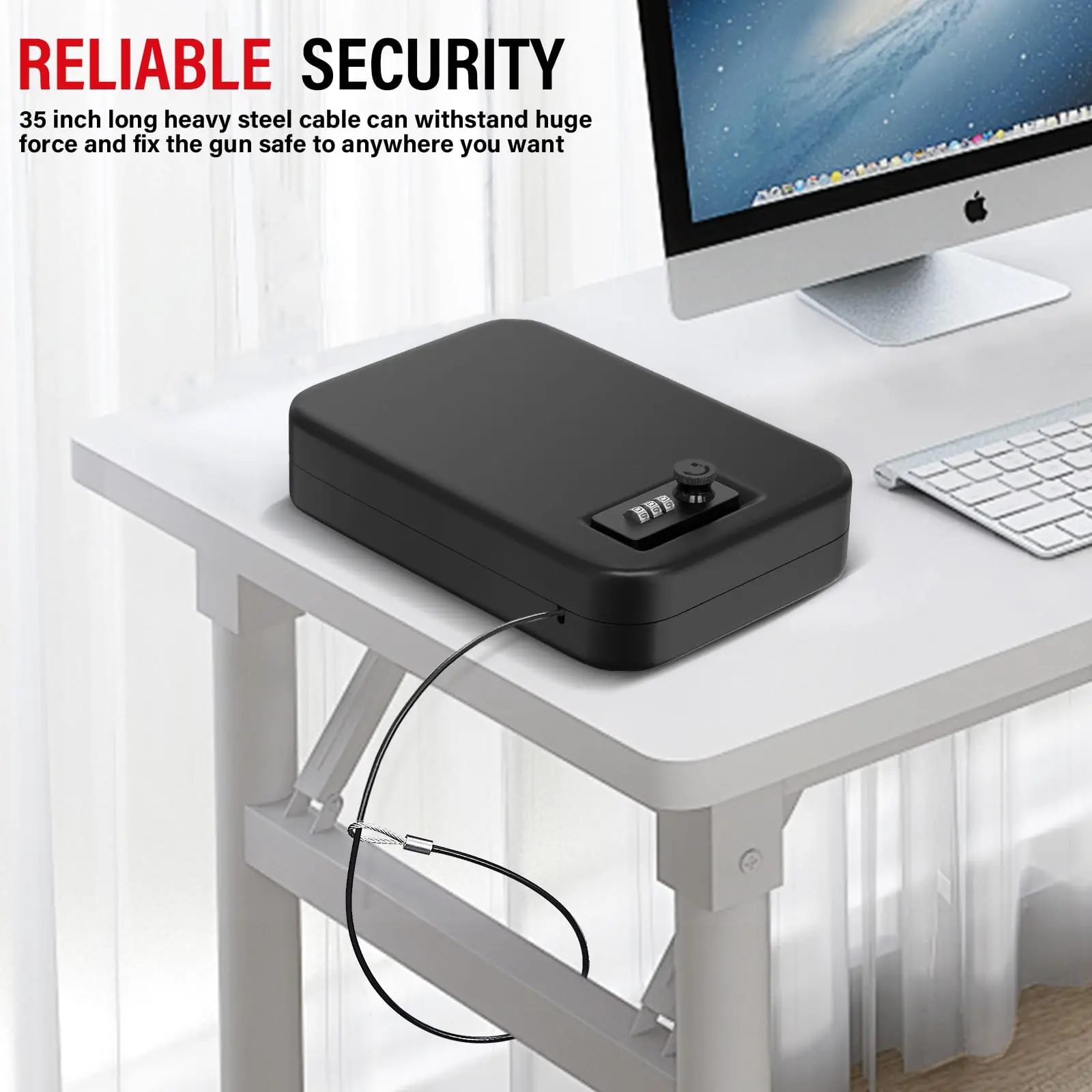 Security Safe Box Personal Safe with Steel Combination Lock and Security Cable Home Anti-Theft Digital Home Safe Box