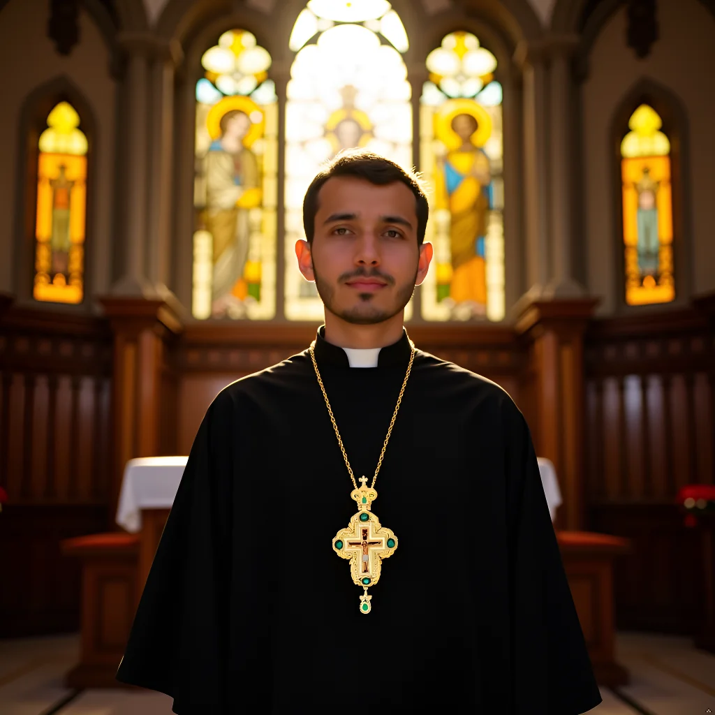 

HTISOK Orthodox Crucifix Pendant, Crystal Inlaid Jesus Christ Crucifixion Religious Pendant, Christian Gift with Box