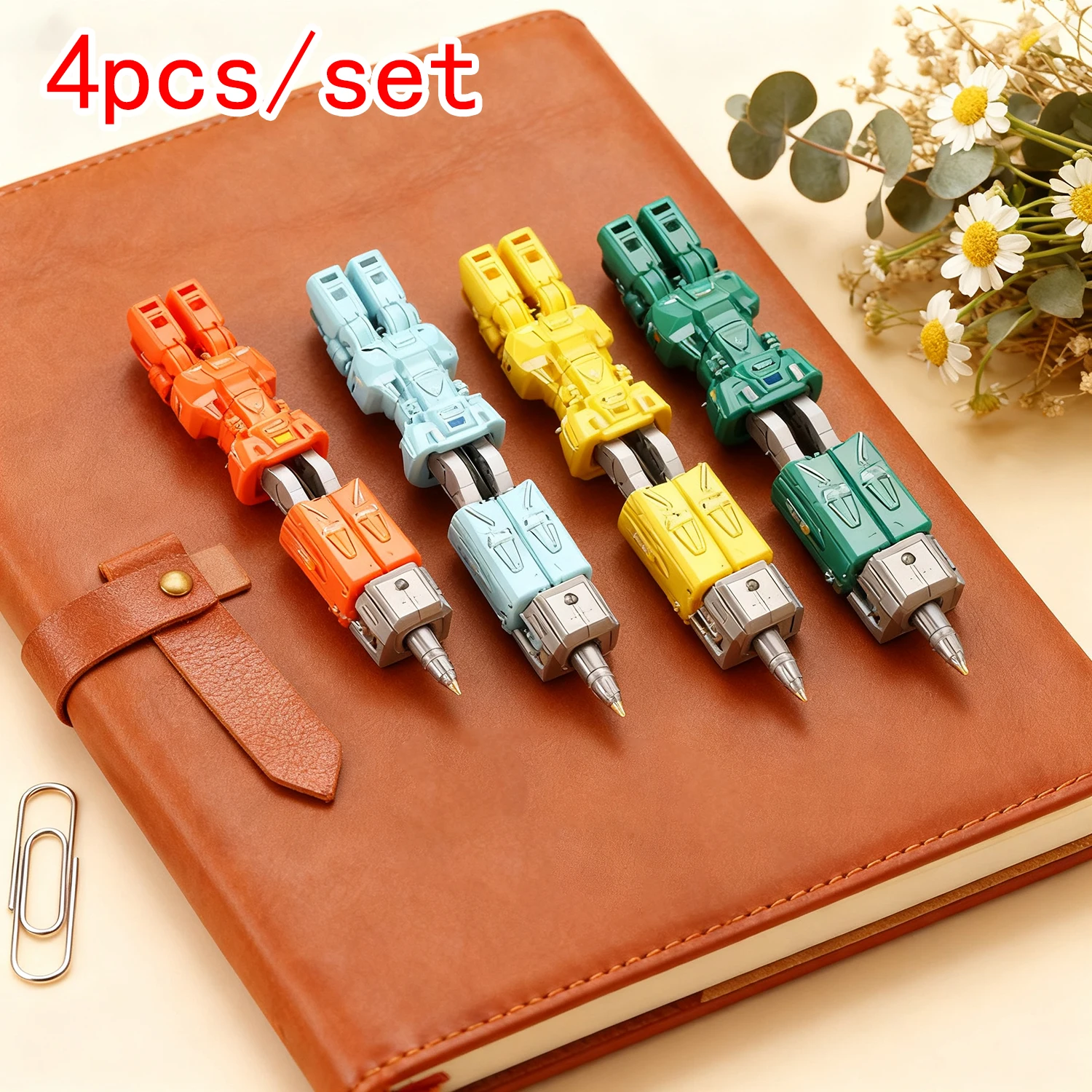 

4Pcs/Set Robot Deformation Pen Transformers Pen Portable School Office Supplies Stationery Children Cute Cool Gift Prize