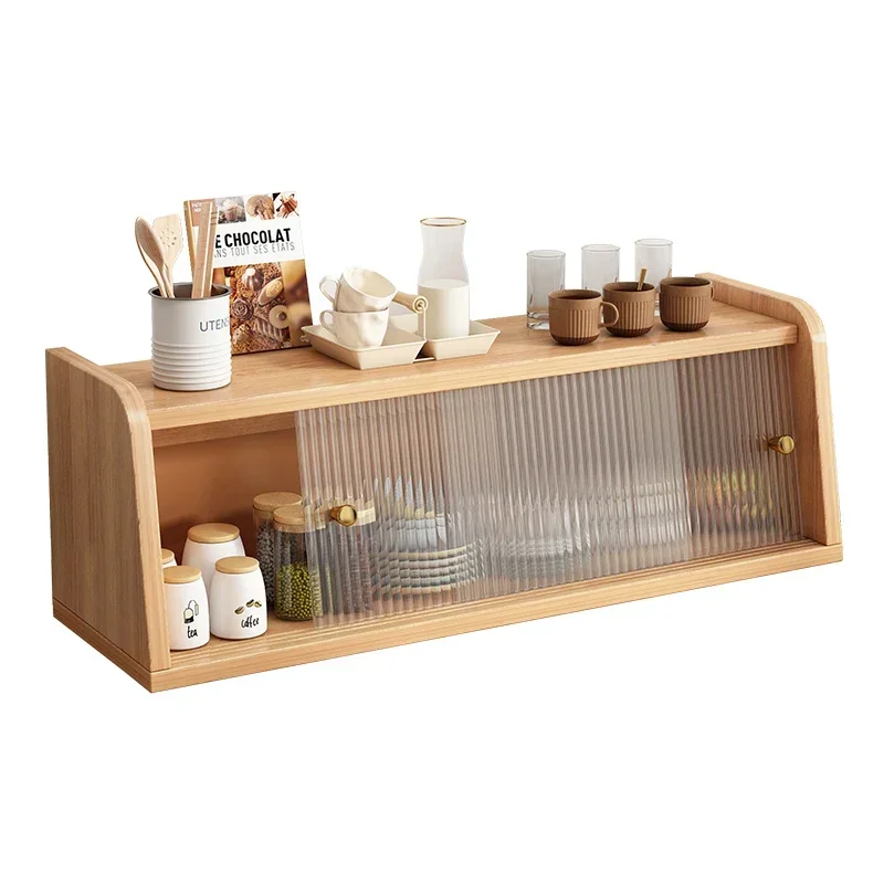 Dust-Proof Storage for Bowls & Cups Countertop Storage Rack for Kitchen & Living Room Multifunctional Wooden Dining Cabinet