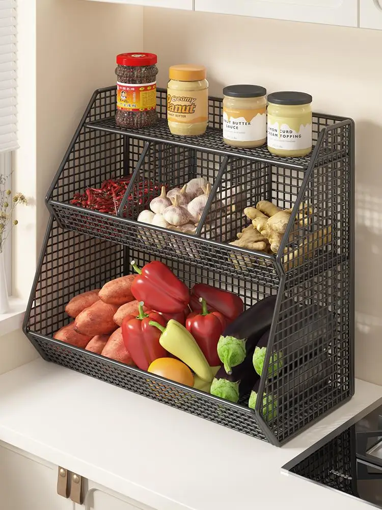 

Простая корзина для хранения овощей и фруктов на кухонной столешнице, не требующая установки, органайзер для дома, легко чистится