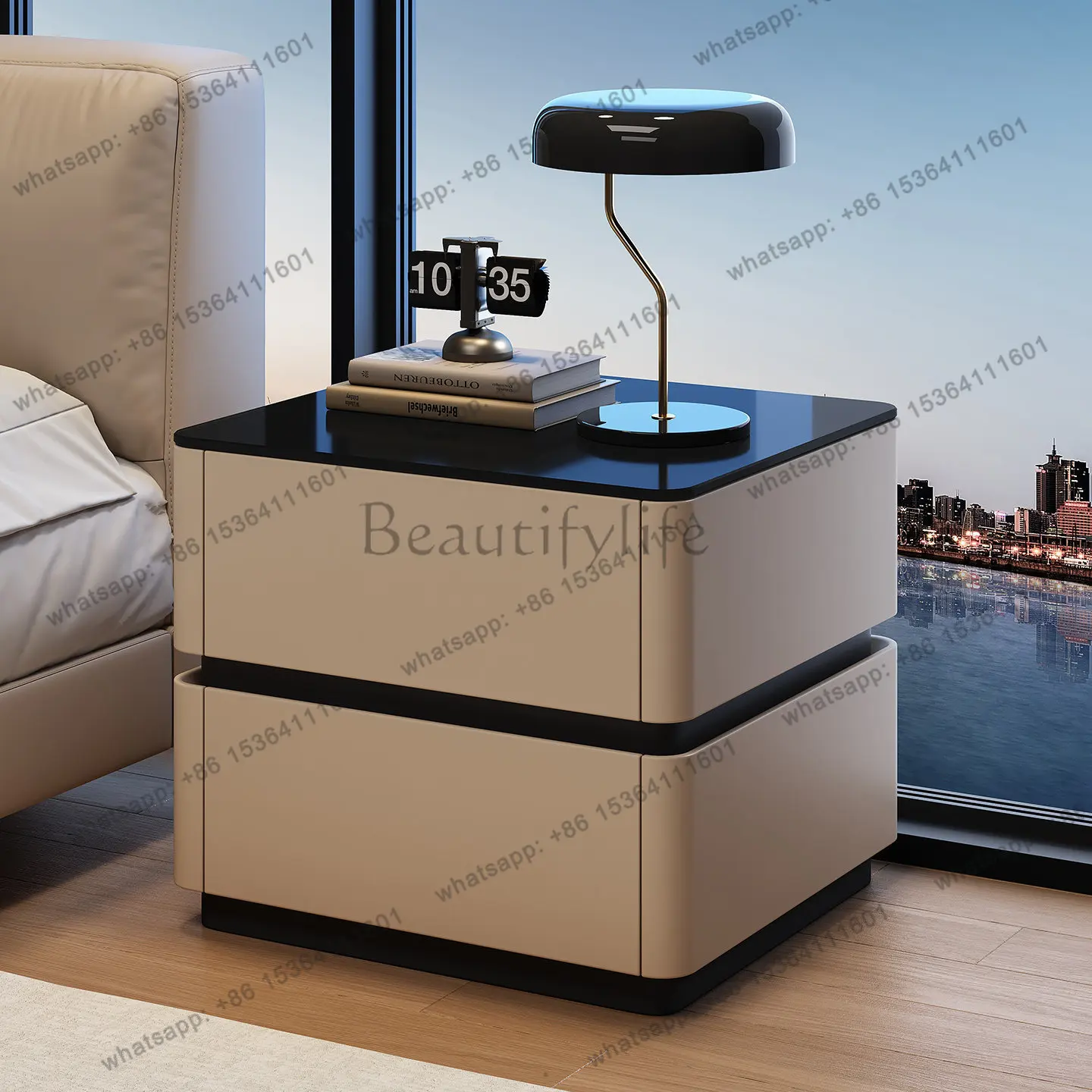 LS password lock bedside table simple modern small apartment bedroom bedside table Italian minimalist high