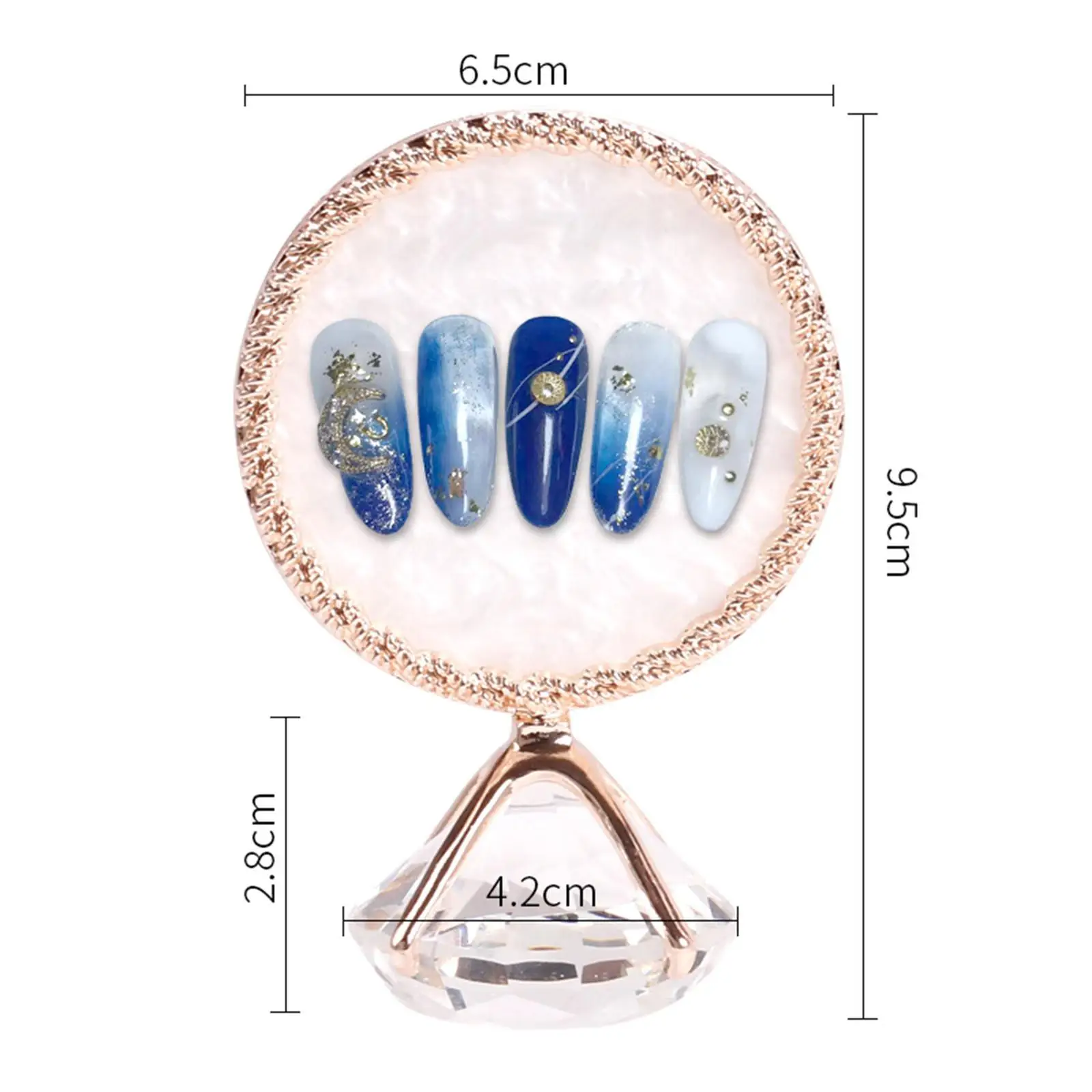 Paleta de arte em unhas, base de diamante, placa de mistura acrílica, organizador de decorações de unhas para design de manicure e uso em salão de beleza