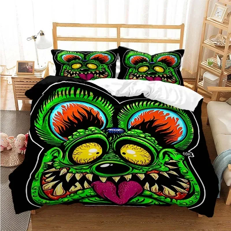 

Rat Fink Fashion Digital Printing Bedding Set Single Twin Double Queen King Cal King Size Bed Linen Set