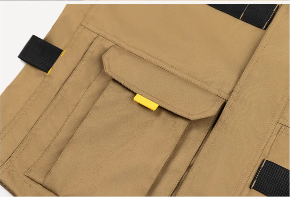 Gilet da lavoro kaki da uomo Gilet tascabile per attrezzi Artigiano falegname meccanico Gilet da lavoro abbigliamento da lavoro gilet cargo esterno gilet canotte cappotto