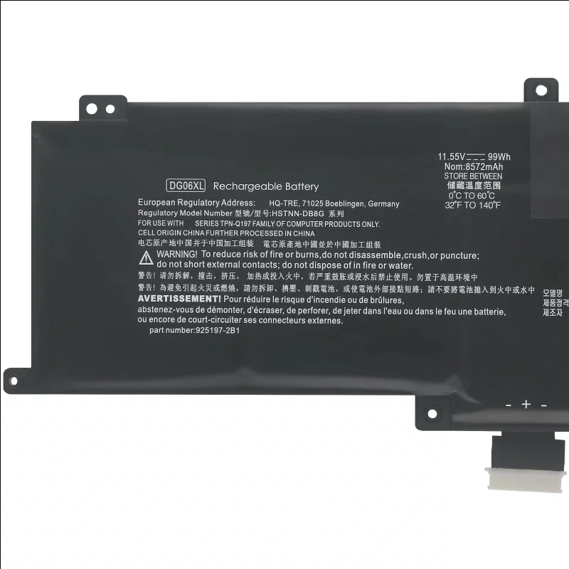 CP Laptop Battery DGO6XL DG06XL 11.55V/99Wh/8572mAh For Omen X 17-AP000 17T-AP000 Series Notebook 925149-855 HSTNN-DB8G
