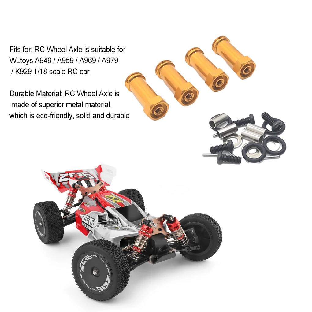 RCGOFOLLOW metalowy przedłużacz piasta sześciokątna przekładka koła rozszerzacz do 1/18 WLtoys A949 A969 A979 K929 12428 12429 RC części zamienne