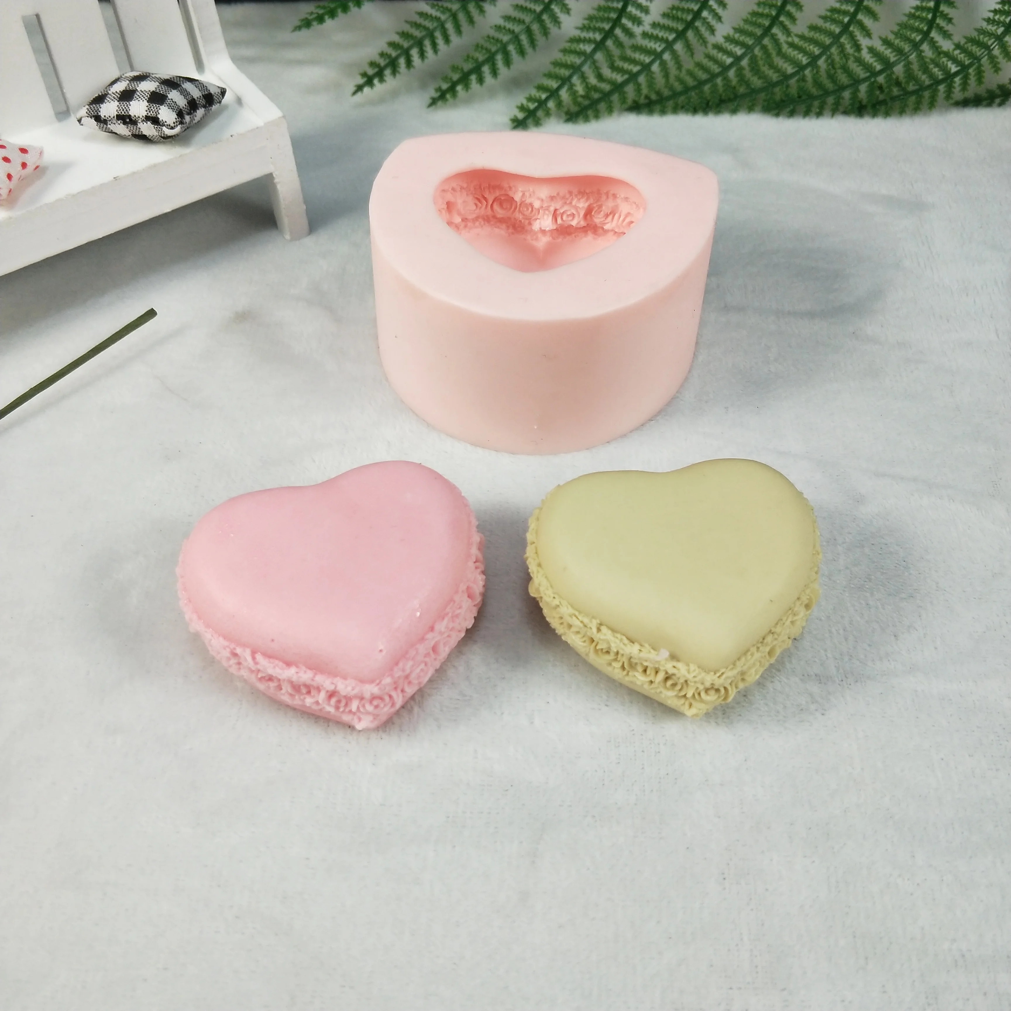 Macarons stampo in Silicone stampi per sapone a forma di cuore gesso candela al cioccolato stampo per caramelle sapone fare resina argilla QT0259