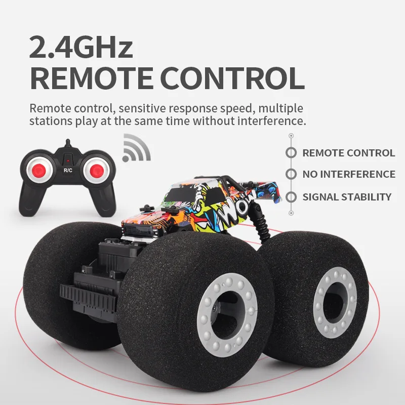 EBOYU 2036A RC Monster Truck with Giant Wheels RC Stunt Car Shot Indoor Remote Control Car Super Soft Wheels Gift Toys for Kids