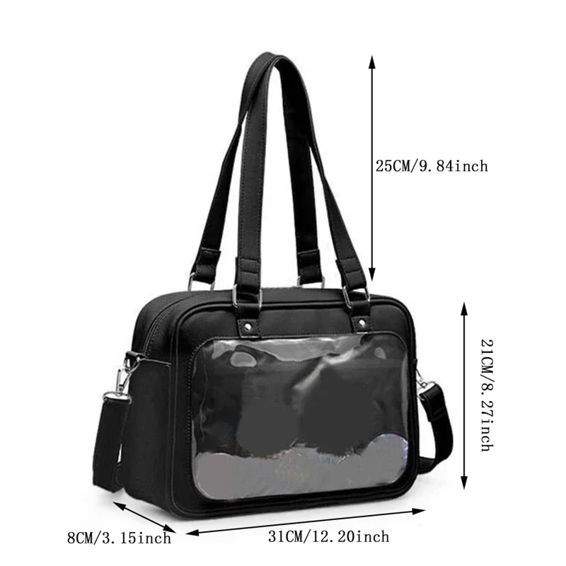 Harajuku Luxury Pu Ita Bag Crossbody Women Sweet Lolita Bags Cute Transparent Pocket Japanese Style Shoulder Purse