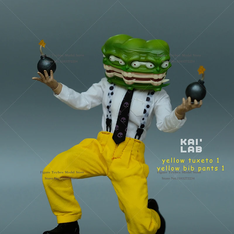 KAI LAB الأصلي 1/12 قناع الرجل الشكل الأصفر سهرة مريلة السراويل ملابس صغيرة مجموعة ملحق ل 6 "ميزو جيم كاري الجندي