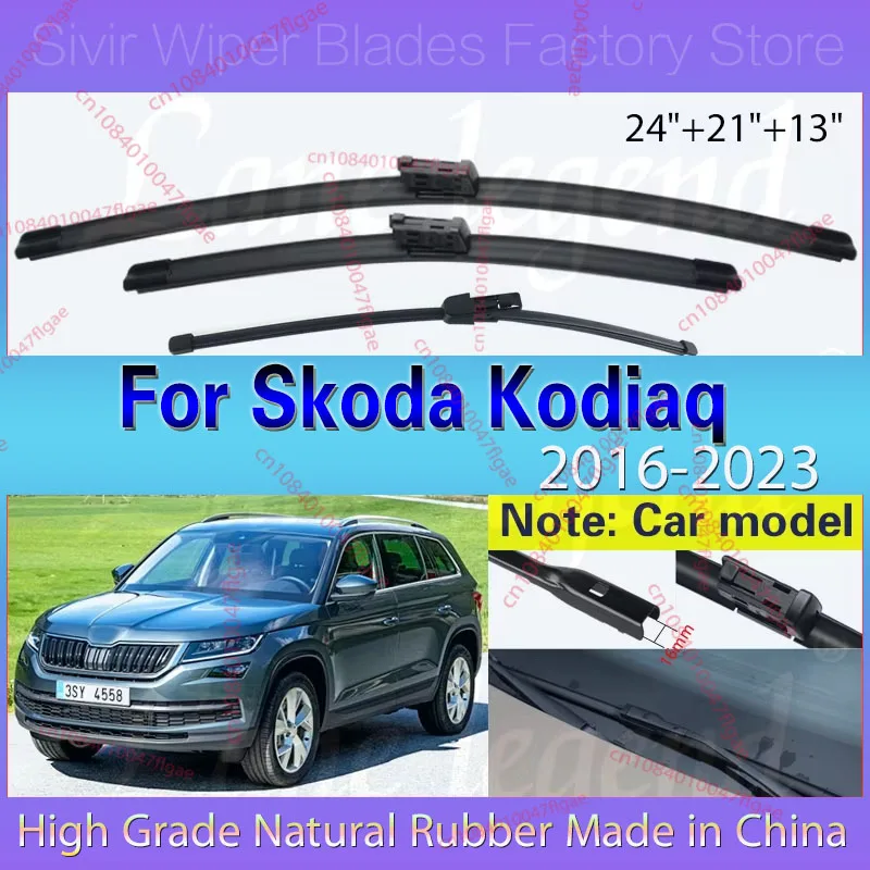لسكودا كودياق 2016 2017 2018 2019 2020 2021 2022 2023 24 "+ 21" + 13" الجبهة الخلفية ممسحة شفرات الزجاج الأمامي فرش اكسسوارات السيارات #2
