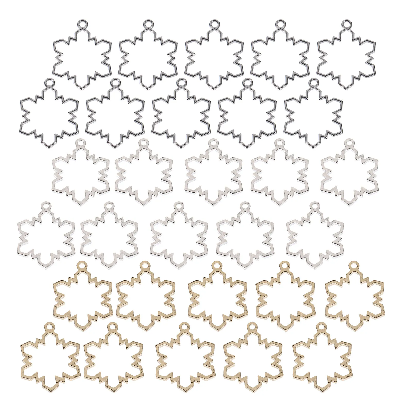 30pcs Snowflake Pendant Hollow Mold Charms For Resin Earrings Diy Christmas Craft Jewelry Making Keychain Scrapbook Decoration