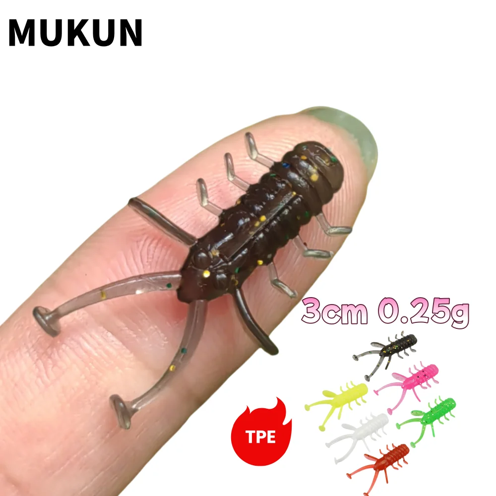 MUKUN 30mm Micro gusano suave señuelo de pesca TPE flotante silicona plástico Swimbait Softbait para atrapar caballos caballa 20 unids/bolsa