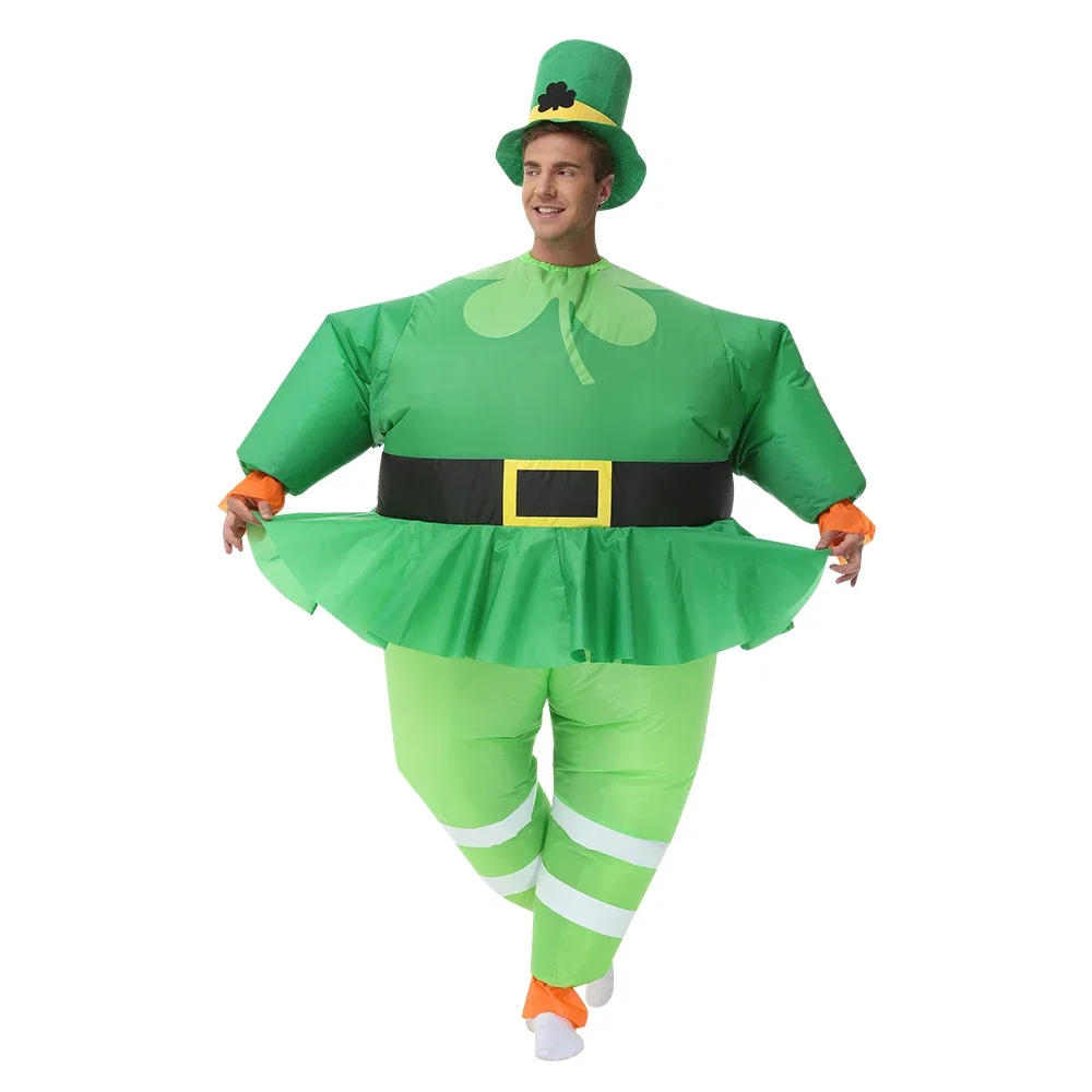 

Adult St. Patrick Day Irish Cosplay Inflatable Suit Carnival Festival Outfit Party Funny Clothes Green Blow Up Suit Women Men