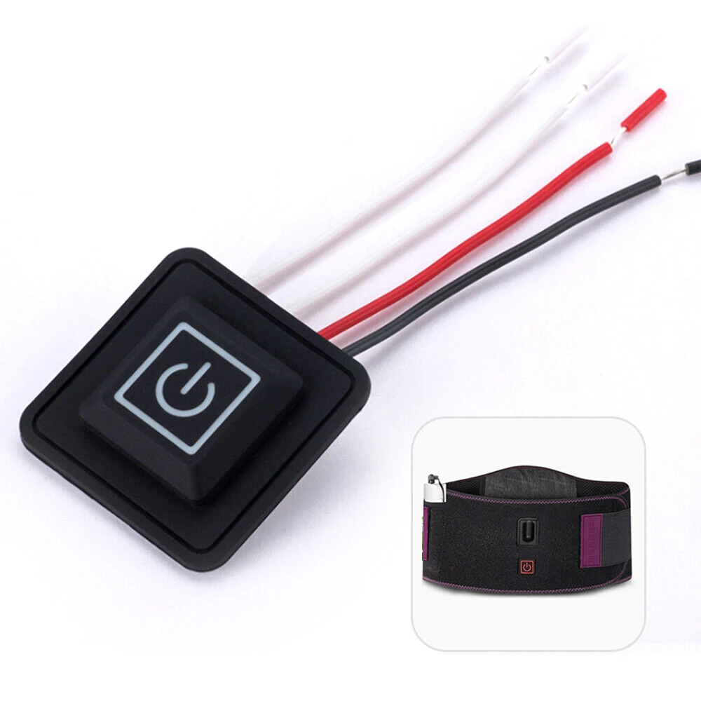 

1PCS 3.7V-12V 3 Gear Temp Control Waterproof Heating Switch Clothes Silicone Button Temperature Control Switch