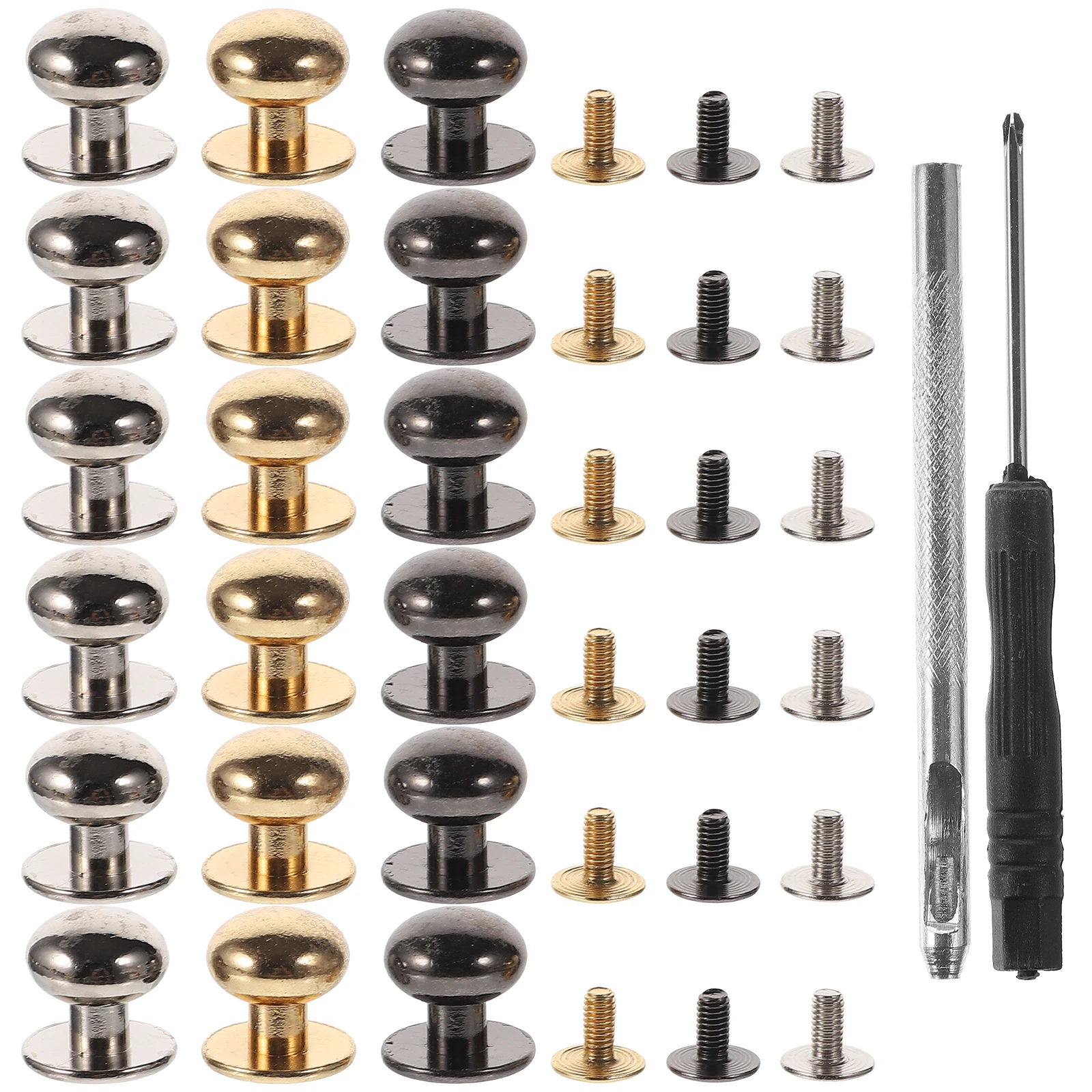 

60 Sets Screwdriver Supplies Rivets Metal Round Head Stud Brass Iron Strong Durable Texture Decorate Suitcases