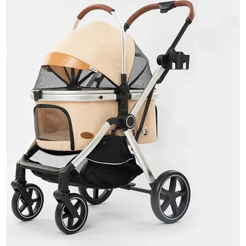 One-touch automatic foldable and adjustable pet stroller outdoor shopping travel pet stroller large space dog stroller