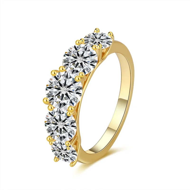 

ZFSILVER Silver Fine 925 Fashion Fine Trendy Luxury 3.6ct Moissanite Gold 5 Star Ring For Charms Women Party Jewelry Gift QCJ124