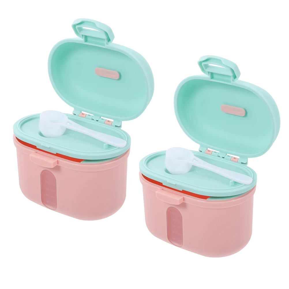 

2pcs Milk Powder Storage Airtight Formula Container Portable Baby Food Travel Dispenser Leakproof Reusable Durable For On The Go