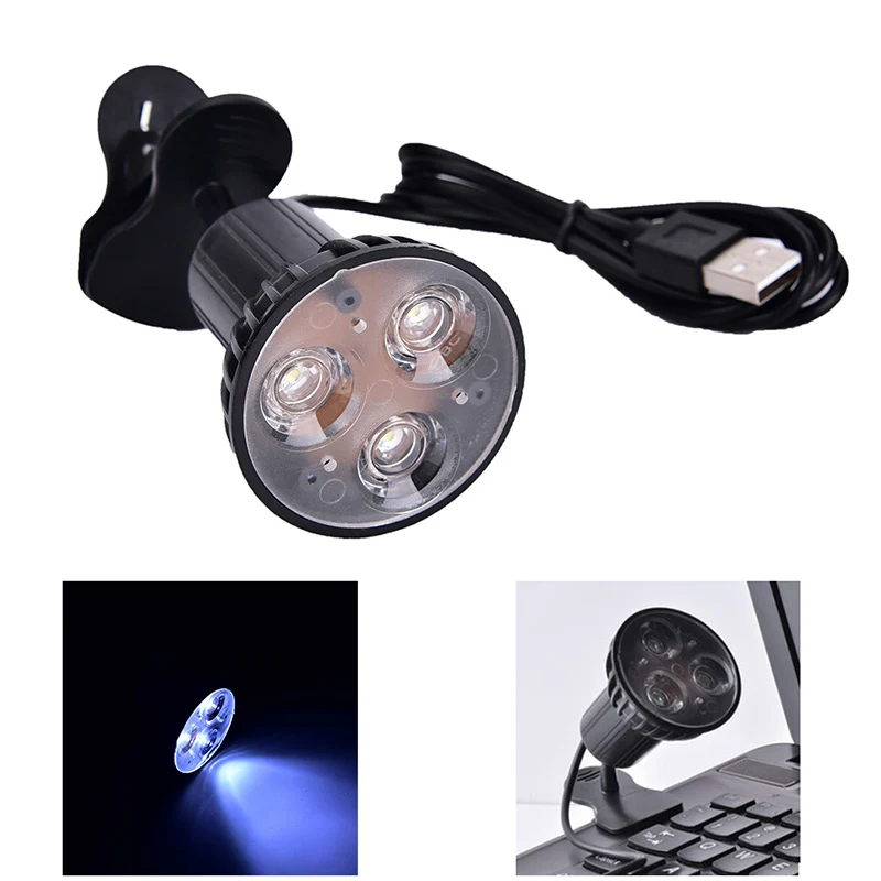 Flexible Super Bright 3 LED Clip On Spot USB Light Lamp For Laptop PC Notebook