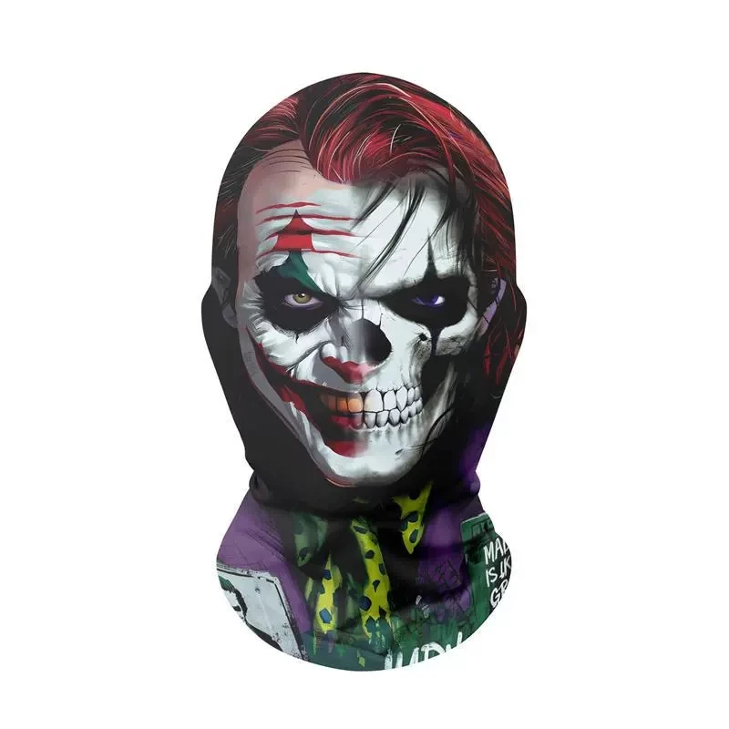 Halloween Carnival Headgear Joker Skull Full Face Mask Mesh Balaclava Breathable Reusable Unisex Cap Funny Party Head Cover