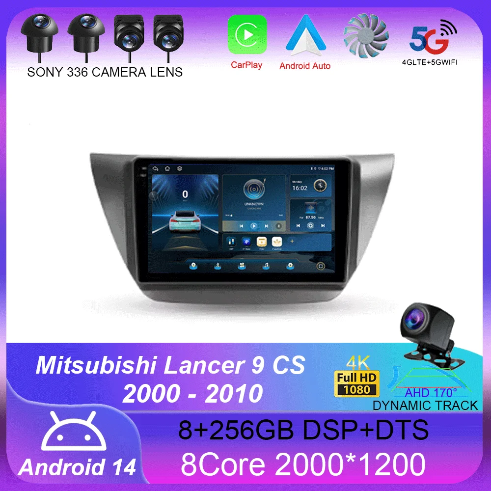 

For Mitsubishi Lancer 9 CS 2000 - 2010 Carplay Auto 4G+WIFI GPS Car Radio Navigation Multimedia Video Player Stereo Android 14