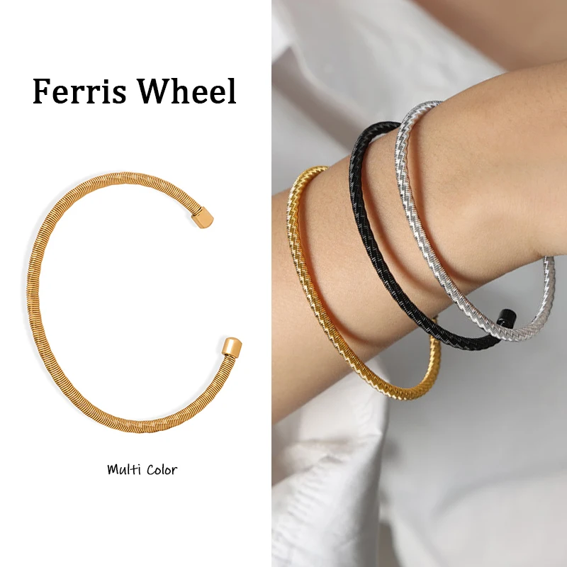 Bracelet for Women Stainless Steel Gold Silver Black Color High Quality Woman Man Couple Wrist Band Twisted Rope Cuff Bracelets
