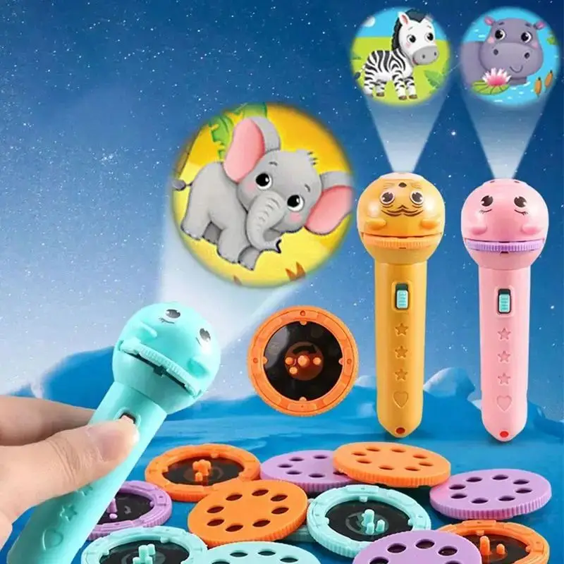 Children's Glowing Flashlight Projector Baby Sleep Story Book Flashlight Toy Early Education Toy Holiday Christmas Lighting