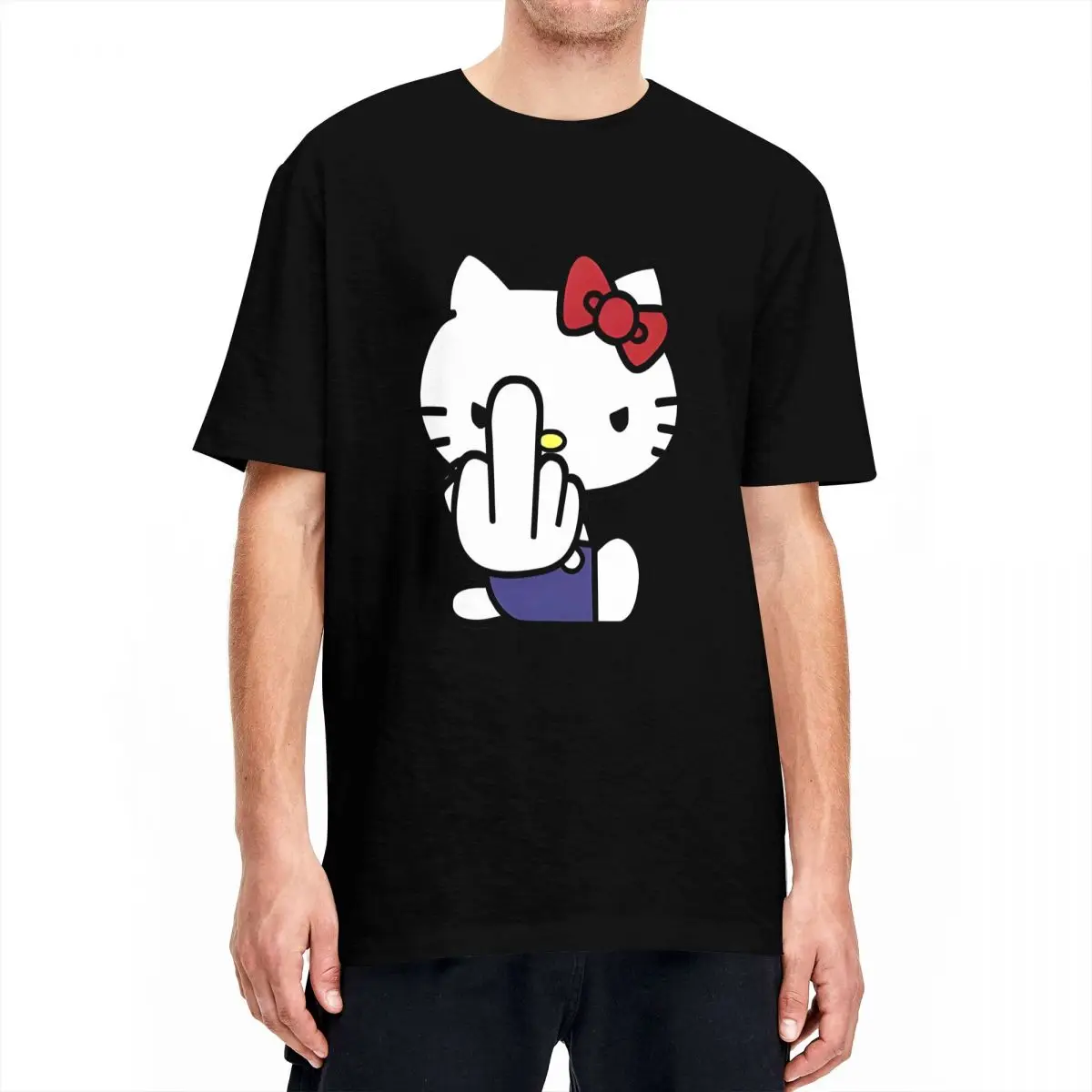 Japanese Sanrio Hello Kitty T Shirt Men's Cute Cartoon Cat Cotton T Shirts Summer O Neck Fashion Tee Shirt Cheap Plus Size Tops