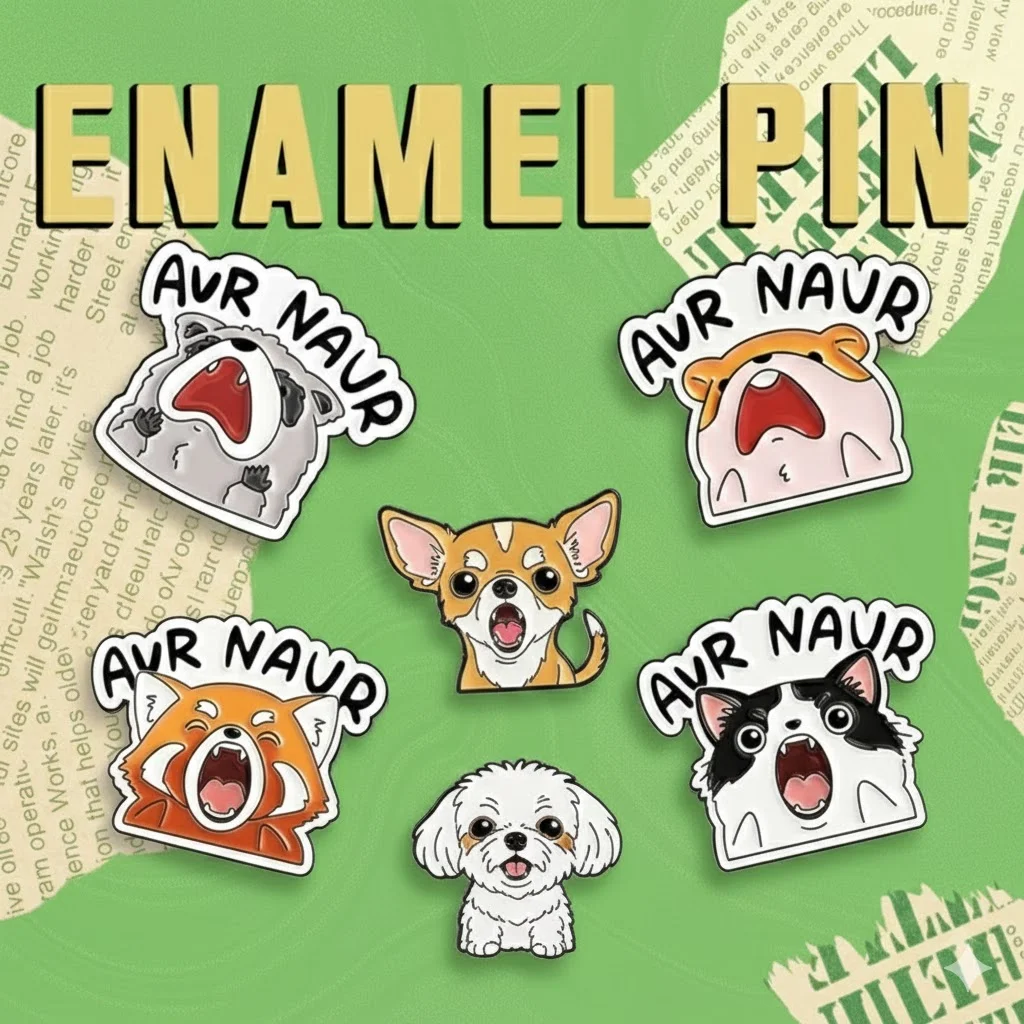 Cute Raccoon Enamel Metal Pins Custom AVR NAVR Scream Animal Brooches Fun Lapel Badges Jewelry Gift Dropshipping