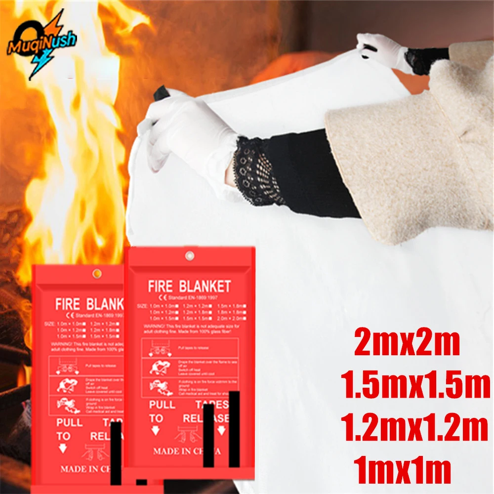 

MuqiNush Outdoor Emergency Fire Blanket for Home&Kitchen fire Suppression Fiberglass Rescue Shelter Retardant Safety Cover 1mX1m