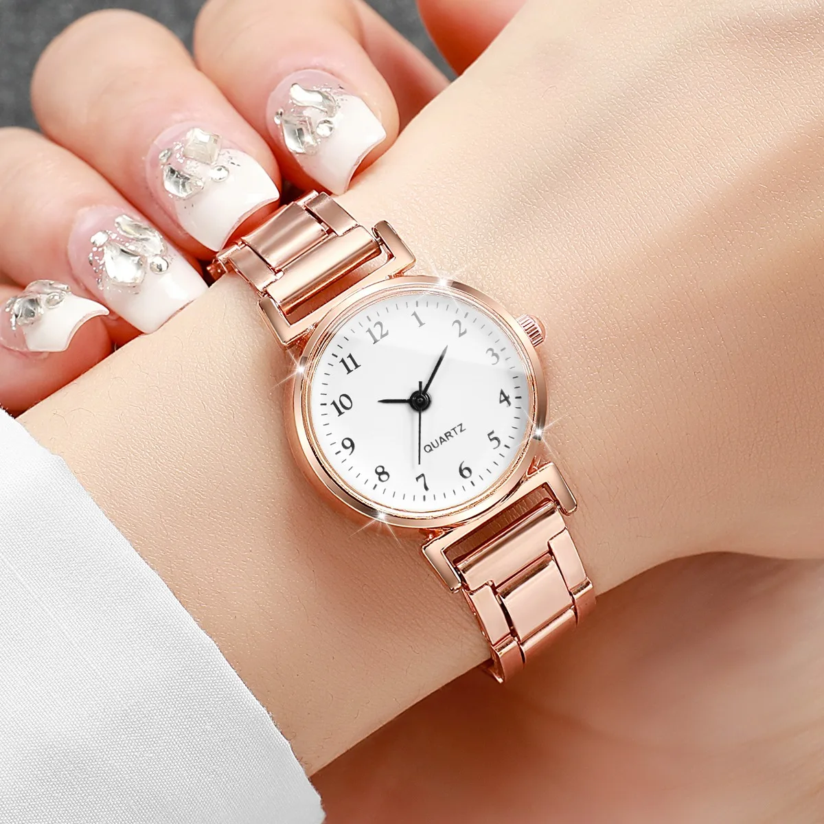 3PCS Fashion Arabic Dial Women’s Quartz Wristwatch Set Ladies Alloy Strap Watches Reloj Mujer Girls Clock Gift（Without Box）