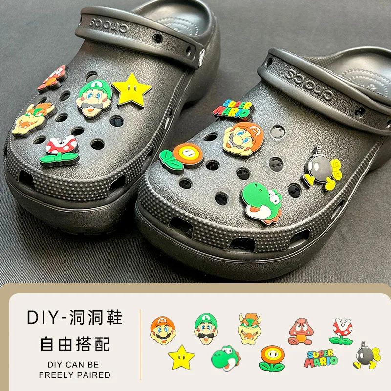 10pcs Super Mario Bros Shoe Buckle Cartoon DIY Sneakers Sandals Decoration Charm Jewelry Accessories Children Birthday Gifts