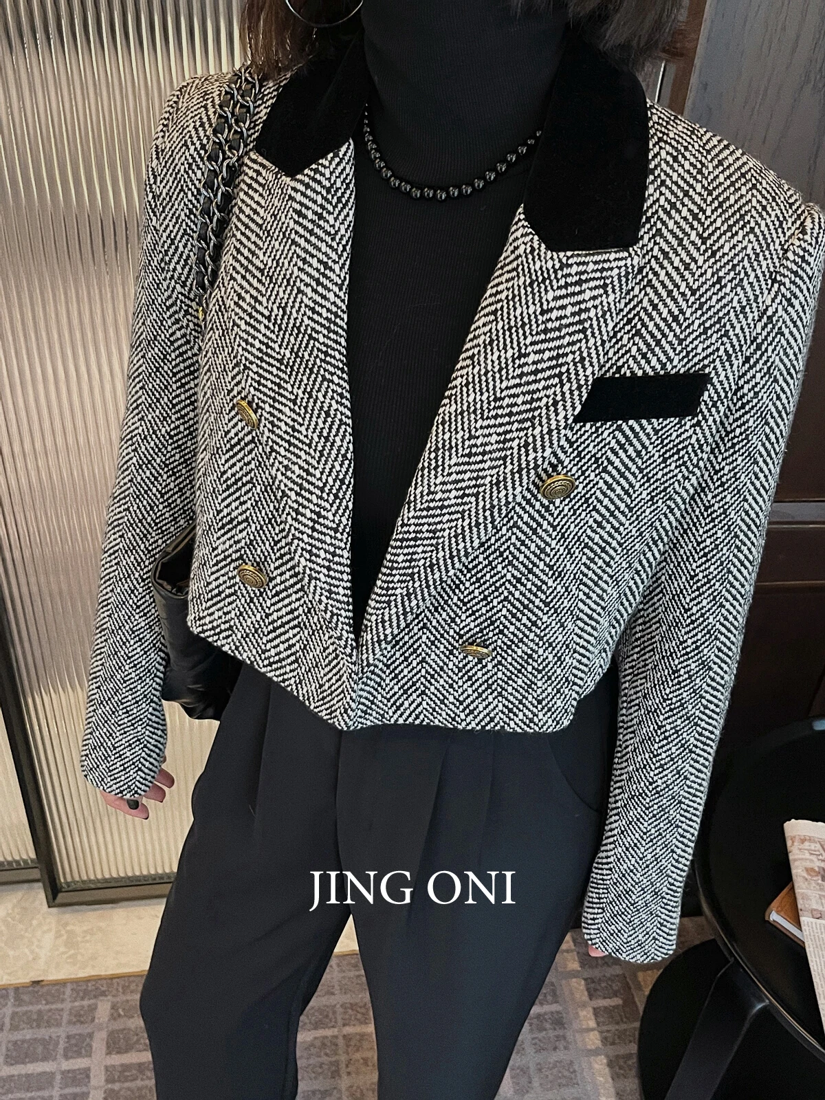 Blazers Jas Vrouwen Kleding Buitenjas 2023 Luxe Koreaanse Stijl Y 2K Cropped Winter Elegante Tweed Pakken Maatwerk Grijs Short