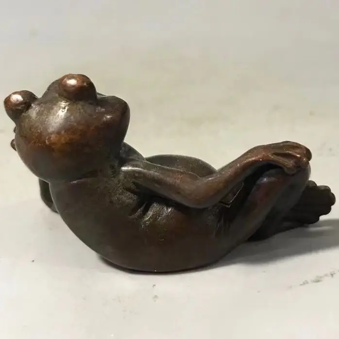 Copper frog ornaments solid copper lying little frog tea pet handle pieces frog prince knick-knacks