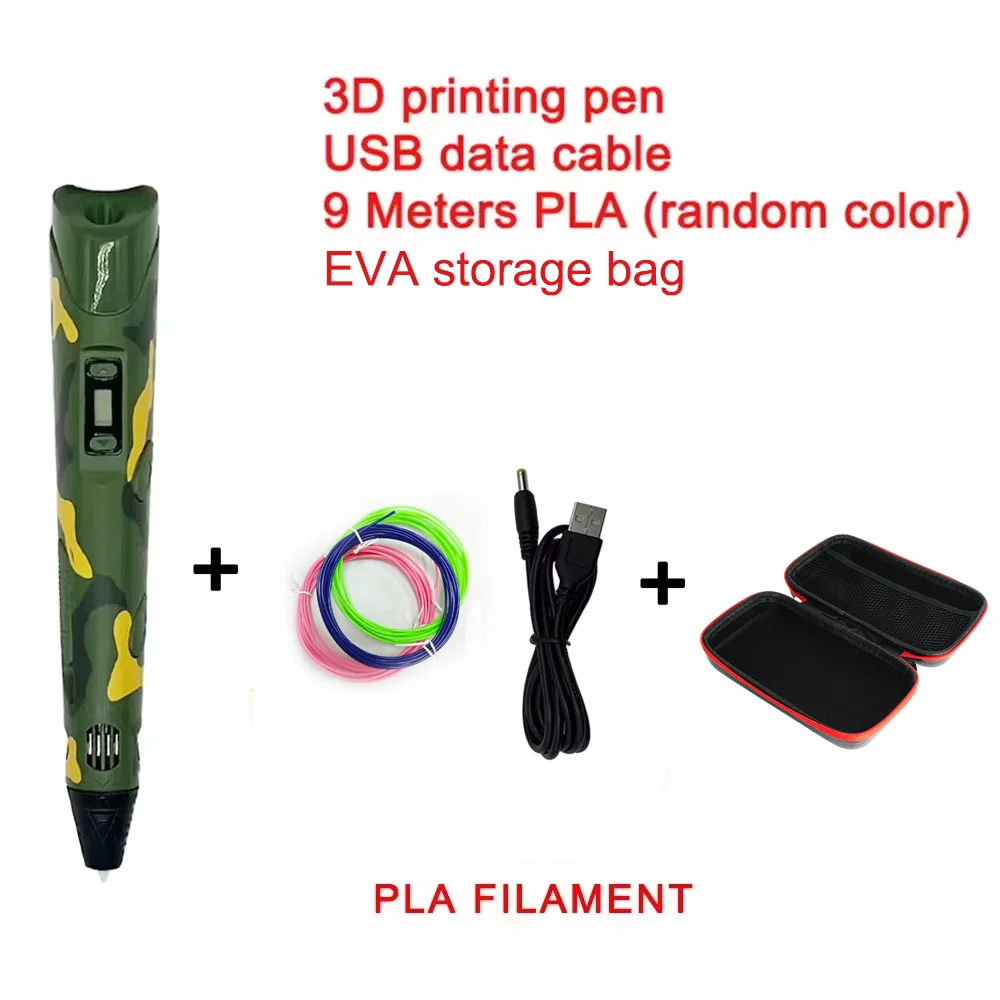 Neue Generation LED Display Elektronische 9M PLA 3D Druck Stift Dreidimensionale Graffiti Malerei Werkzeug kinder Geburtstag Geschenk