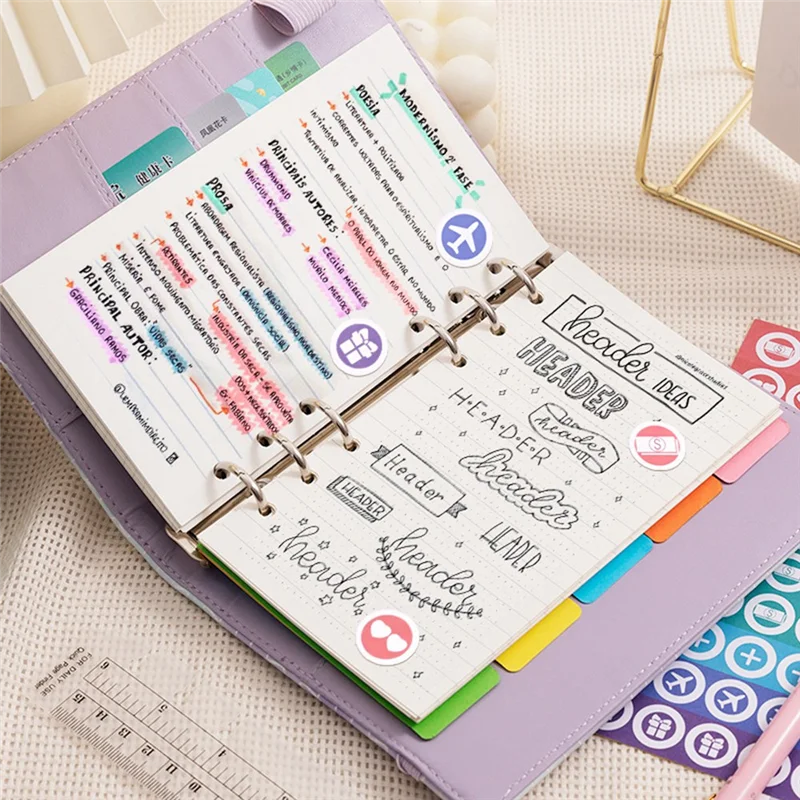 E-Easy To Use-A6 6 Ring Budget Binder, Notebook Binder Cover , Loose Leaf Personal Planner Binder With Magnetic Buckle Closure P