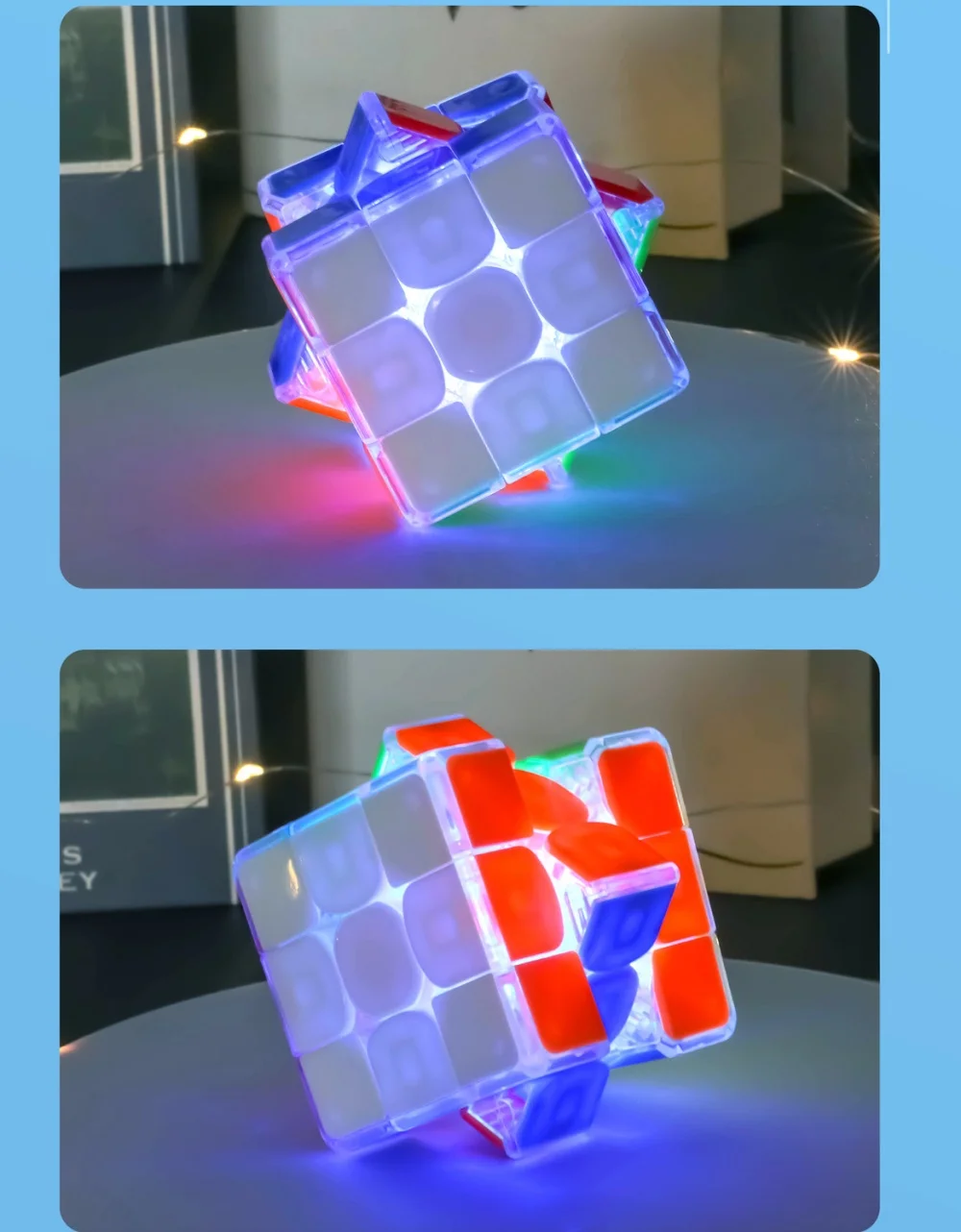 ShengShou cubo mágico con iluminación colorida para niños, Cubo de velocidad profesional de 3 capas, 3x3x3, juguetes de velocidad, regalos de cumpleaños y Navidad